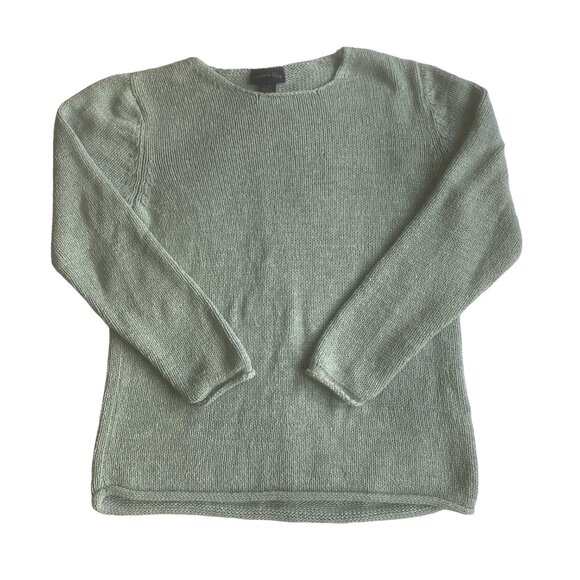 CHARTER CLUB Pastel Teal Rolled Hem Vintage Sweater Medium Soft Knit 90s Style - Picture 11 of 11